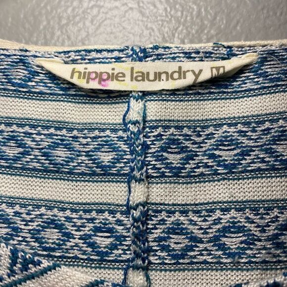 Hippie Laundry Poncho Top Blue White Womens Size Medium - Picture 5 of 8